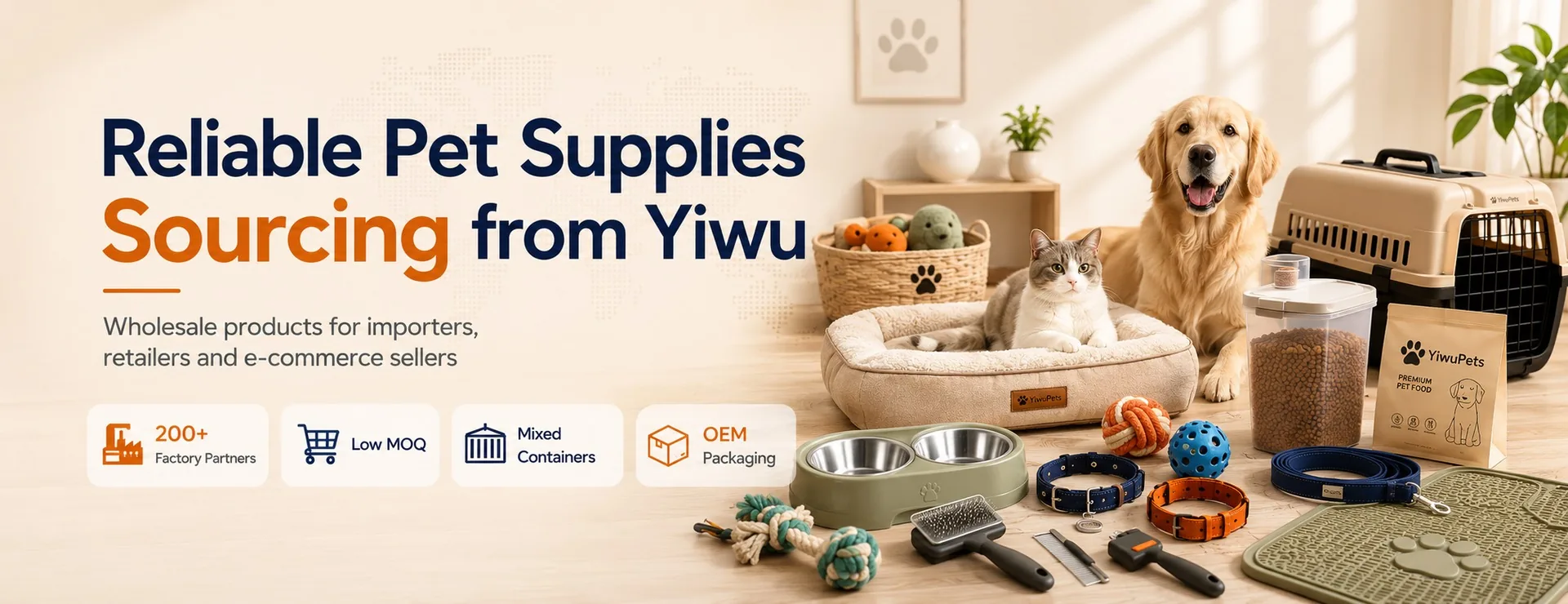 YiwuPets low MOQ mixed container pet supplies sourcing