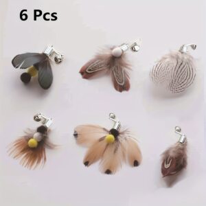 6 Pcs Cat Feather Teaser Refills with Bells, Cat Wand Replacement Attachments