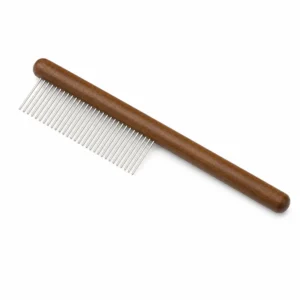 Wooden Cat Comb for Shedding and Detangling, Professional Dog Grooming Metal Pin Comb, Fine-Tooth Flea and Loose-Fur Comb for Cats and Dogs