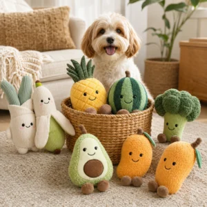 Cute Squeaky Plush Dog Toys for Interactive Play Soft Vegetable-Shaped Chew Toys for Puppies