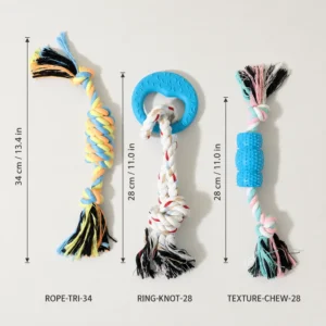 Textured Dental Rope Toys for Chewing, Tugging & Fetch Interactive Rope Tug Toys for Small & Medium Dogs