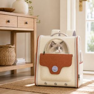 Clear-Window Cat Backpack for Travel, Breathable Small Dog Carrier Backpack, Large Foldable Pet Travel Backpack