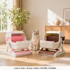 Large Rotating Cat Litter Box with Reusable Sifter Easy-Clean PP Cat Litter Box for Cats Up to 16.5 lb