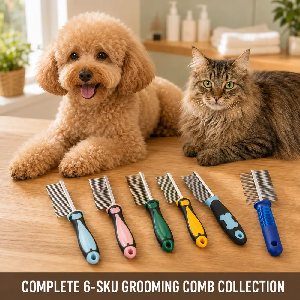 Ergonomic Metal Grooming Comb for Poodles and Long-Haired Pets ProGroom Precision Stainless Steel Pet Grooming Comb