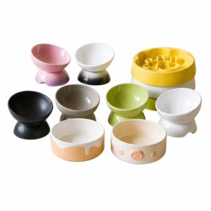 Premium Ceramic Elevated Slow Feeder Cat Bowl & Pet Food Bowl Collection