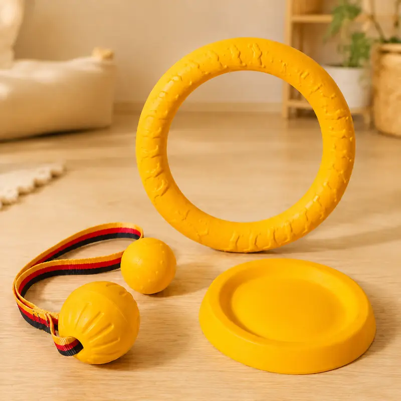 EVA Interactive Dog Chew Toy Training Ring & Flying Disc Set