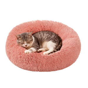Round Long Plush Donut Pet Bed for Dogs & Cats – 40-100cm
