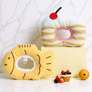 Soft Adjustable Cat Recovery Collar | Cartoon Food Style Elizabethan Cone for Cats