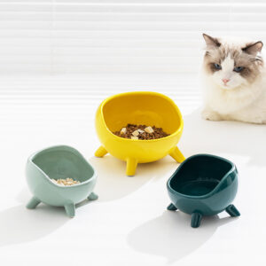 Elevated Ceramic Pet Bowl with Anti-Slip Four-Leg Base | Neck-Friendly Cat & Small Dog Food Bowl