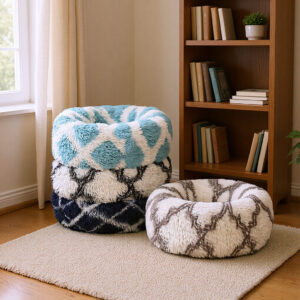 Cozy Round Plush Pet Bed for Cats & Dogs – Washable Winter Warm Sleeping Nest