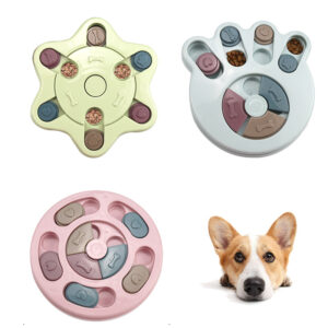 Interactive Slow Feeder Dog Bowl Puzzle Toy with Food Dispensing Design