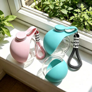 Portable Stainless Steel Pet Water Bottle with Foldable Drinking Bowl for Dogs & Cats