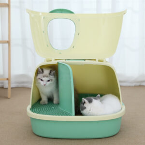 Large Enclosed Cat Litter Box with Long Walkway Design & Anti-Litter Tracking Entrance