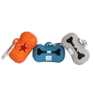 Silicone Bone-Shaped Dog Waste Bag Dispenser with Keychain Clip