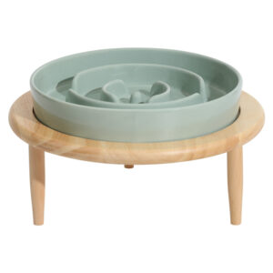 Ceramic Slow Feeder Dog Bowl with Elevated Stand | Anti-Gulp Pet Food Bowl