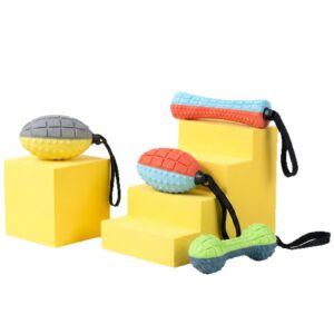TPR Interactive Chew Dog Toy with Handle, Dumbbell & Football Shapes