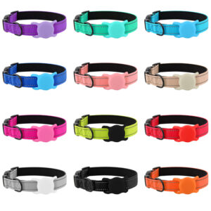 Apple AirTag Compatible Nylon Dog Collar with Adjustable Holder Design