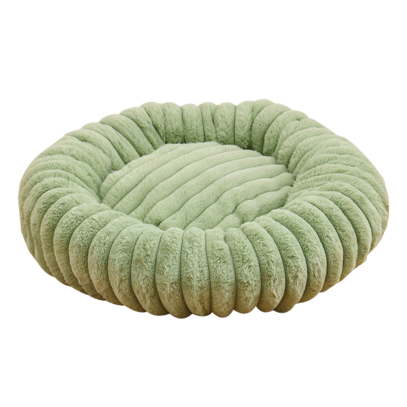 Round Plush Rabbit Fur Pet Bed for Cats & Small Dogs – Warm Cozy Sleeping Nest