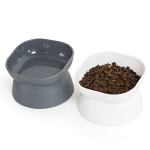Elevated Anti-Spill Plastic Cat Bowl | Wide Opening Pet Food & Water Bowl