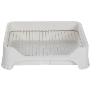 Stainless Steel Grid Dog Potty Tray, Raised Splash-Proof Pet Toilet for Small Dogs