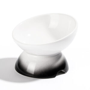 High Foot Ceramic Cat Bowl with Neck Protection Design