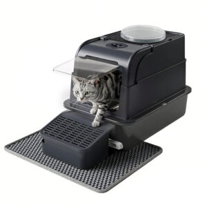 Foldable Stainless Steel Enclosed Cat Litter Box with Accessories – Portable Easy Clean Cat Toilet