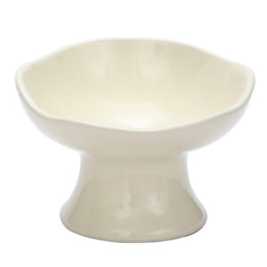 Ceramic Flower Pet Bowl with Elevated & Angled Design for Cats and Small Dogs