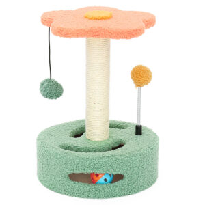Sisal Cat Scratching Tree with Interactive Toy Platform for Cats
