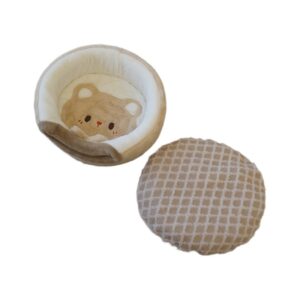 Convertible Teddy Bear Cat Bed with Removable Cushion for Cats & Small Pets