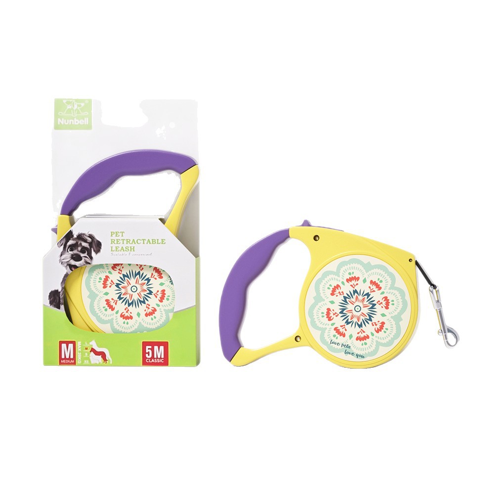5M Retractable Cartoon Dog Leash with Pattern Design
