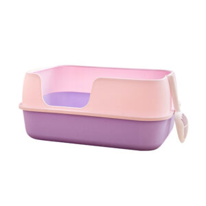 Large Semi-Enclosed Cat Litter Box with Splash Guard Design