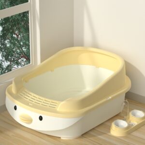 Semi-Open Cat Litter Box, High Splash-Proof Enclosure for Indoor Cats