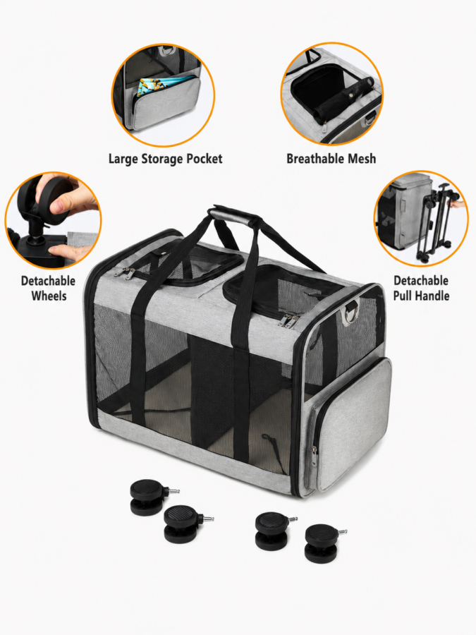 Large Capacity Rolling Pet Carrier Backpack
