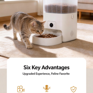 6L Large Capacity Smart AI Cat & Dog Pet Feeder | Multi-Meal Dispensing, Remote Access, Single-Band WiFi + Bluetooth, Pet Camera Monitoring
